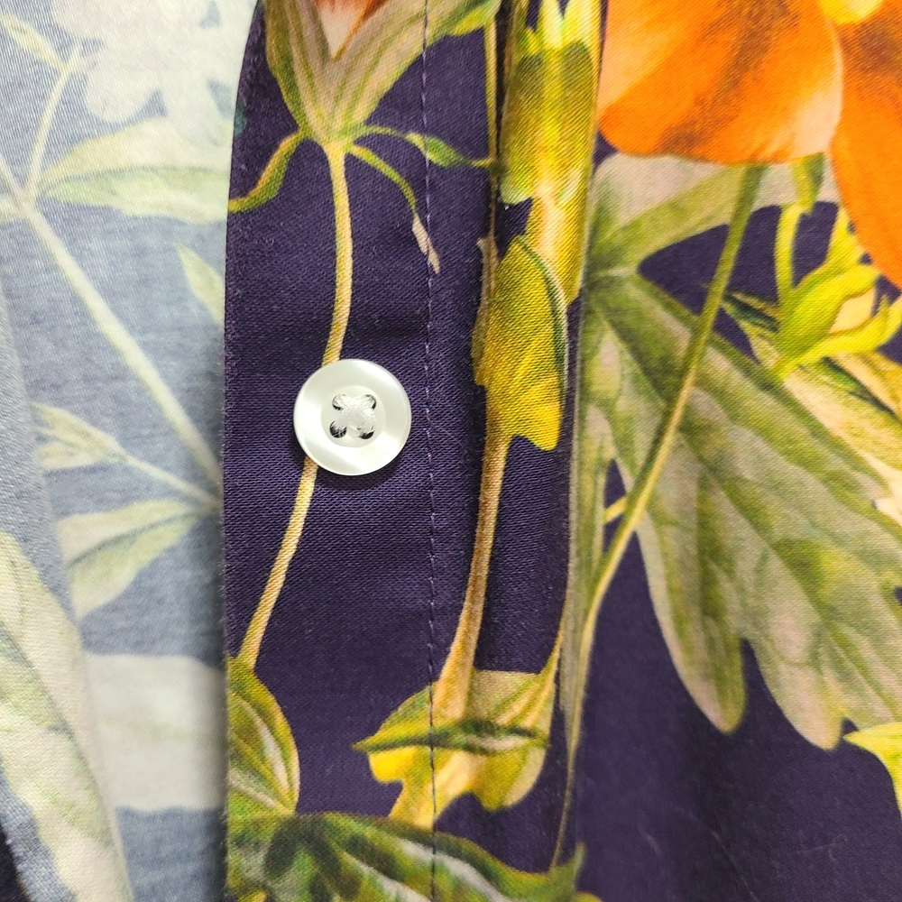Chico's Vibrant Floral Button Down‎ Shirt - Purple, Orange, Cream - Picture 5 of 7